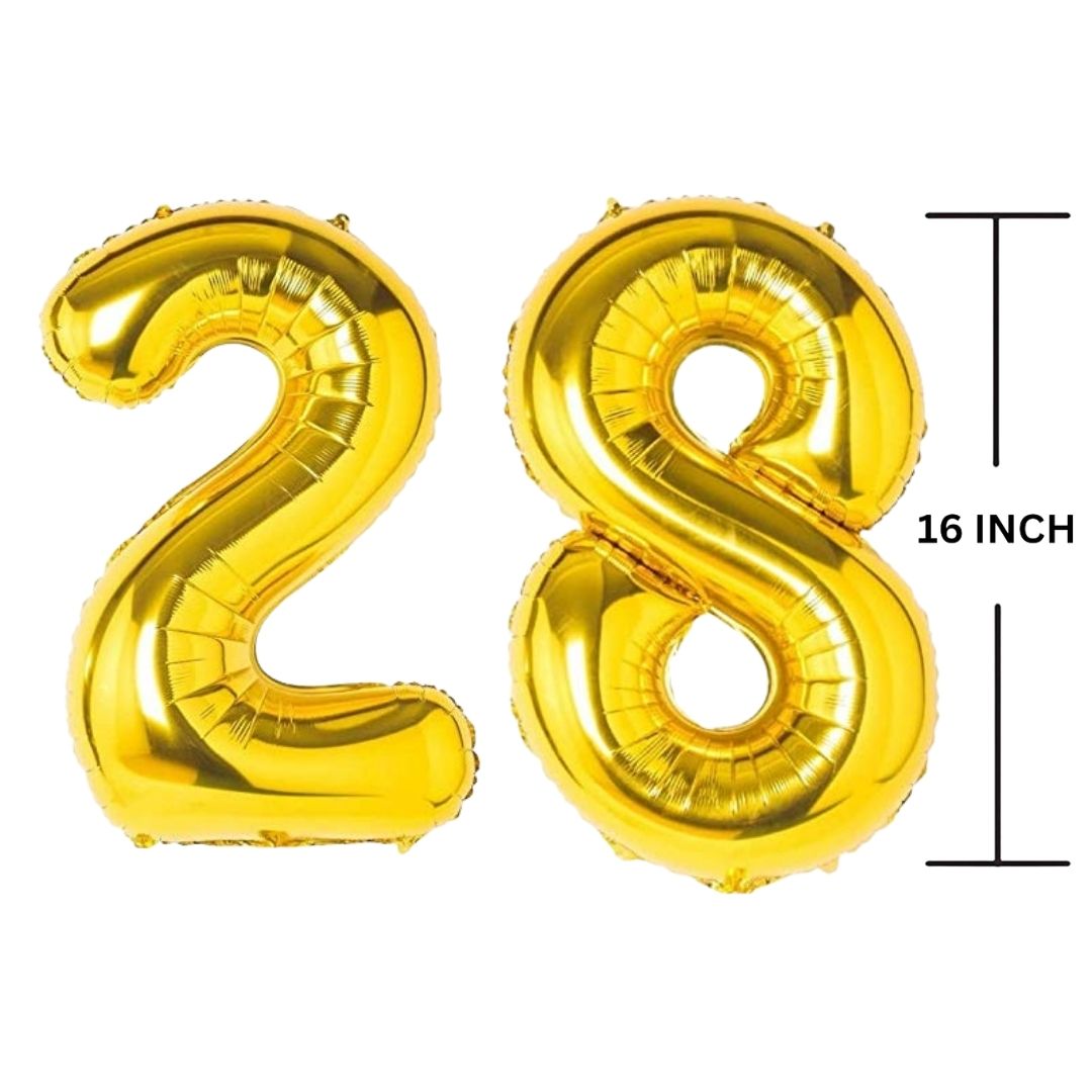 16 Inches GOLD Number Balloon Air or Helium Compactable Balloon for Party Decoration, Birthday, Anniversary