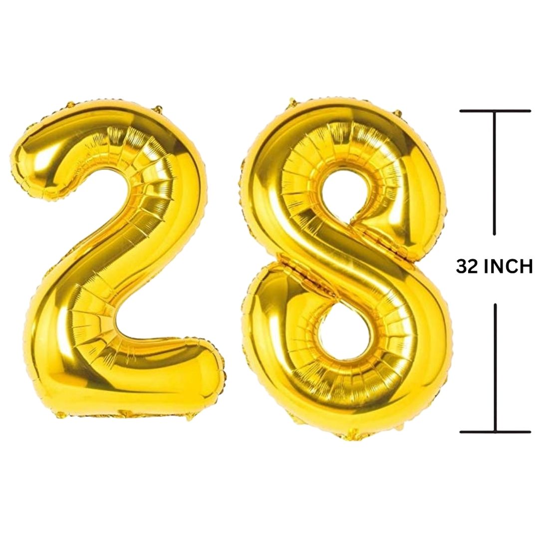 32 Inches GOLD Number Balloon Air or Helium Compactable Balloon for Party Decoration, Birthday, Anniversary