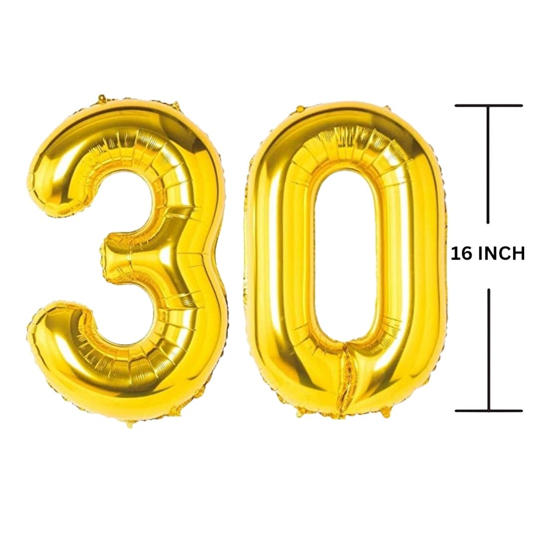 16 Inches GOLD Number Balloon Air or Helium Compactable Balloon for Party Decoration, Birthday, Anniversary