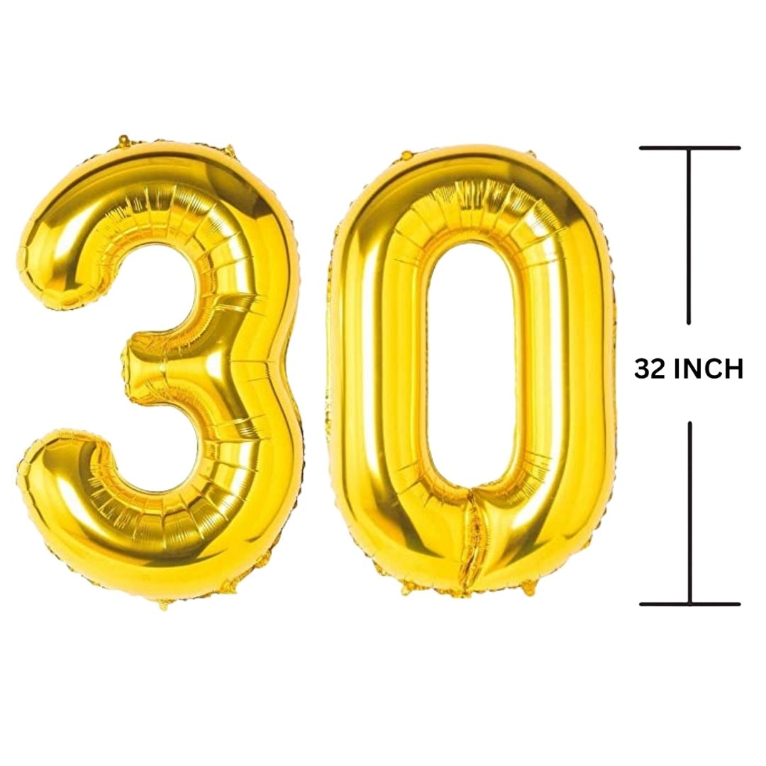 32 Inches GOLD Number Balloon Air or Helium Compactable Balloon for Party Decoration, Birthday, Anniversary