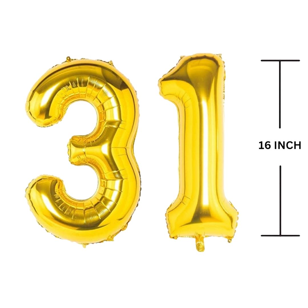 16 Inches GOLD Number Balloon Air or Helium Compactable Balloon for Party Decoration, Birthday, Anniversary