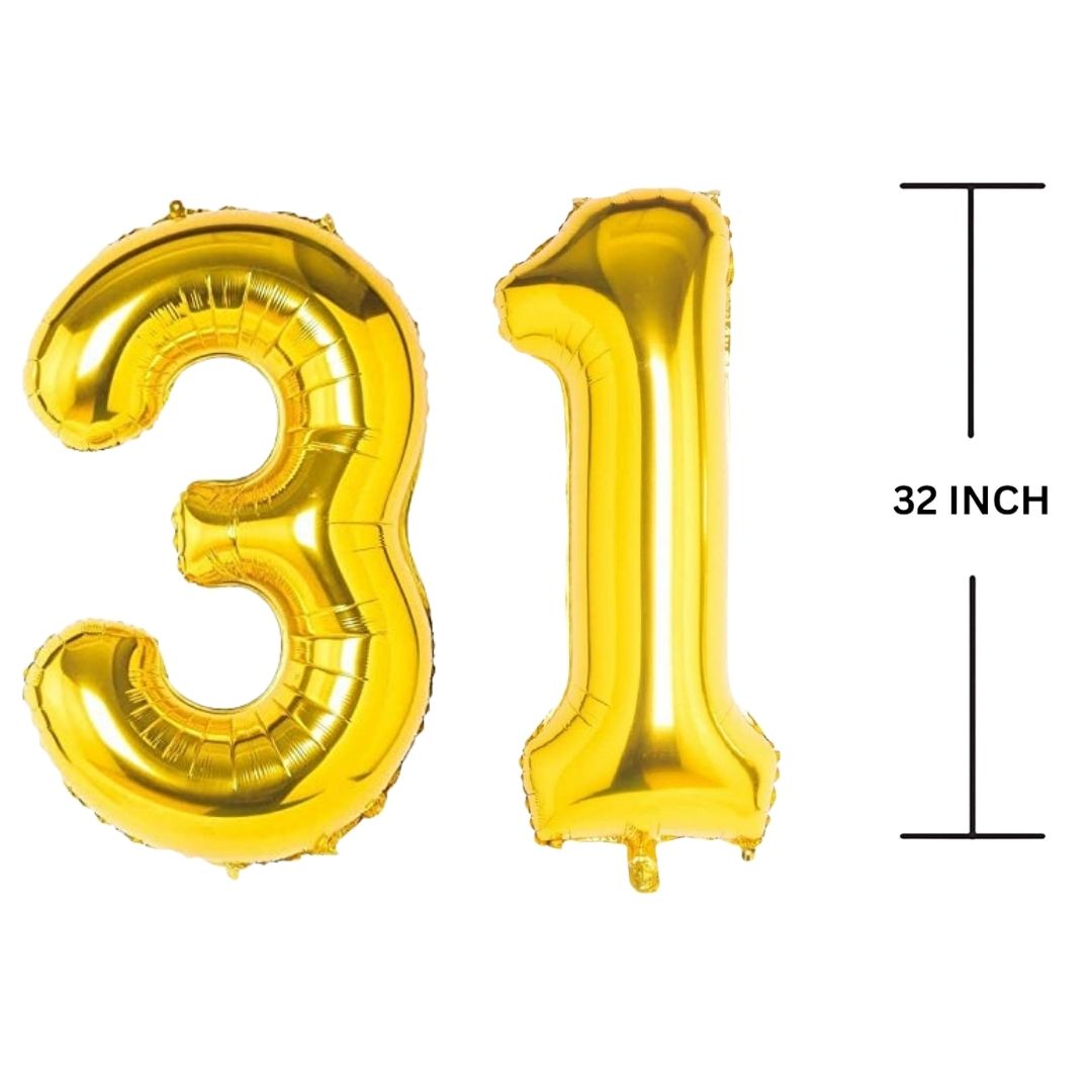 32 Inches GOLD Number Balloon Air or Helium Compactable Balloon for Party Decoration, Birthday, Anniversary