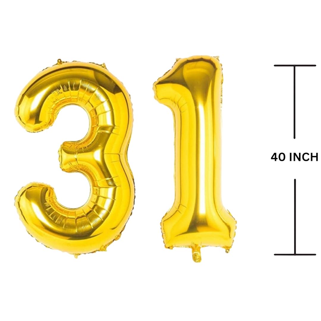 40 Inches GOLD Number Balloon Air or Helium Compactable Balloon for Party Decoration, Birthday, Anniversary