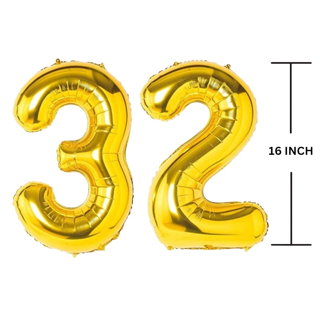 16 Inches GOLD Number Balloon Air or Helium Compactable Balloon for Party Decoration, Birthday, Anniversary