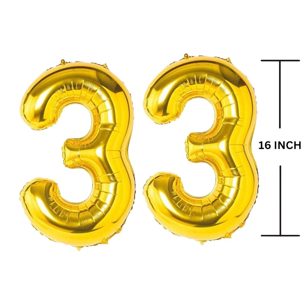 16 Inches GOLD Number Balloon Air or Helium Compactable Balloon for Party Decoration, Birthday, Anniversary