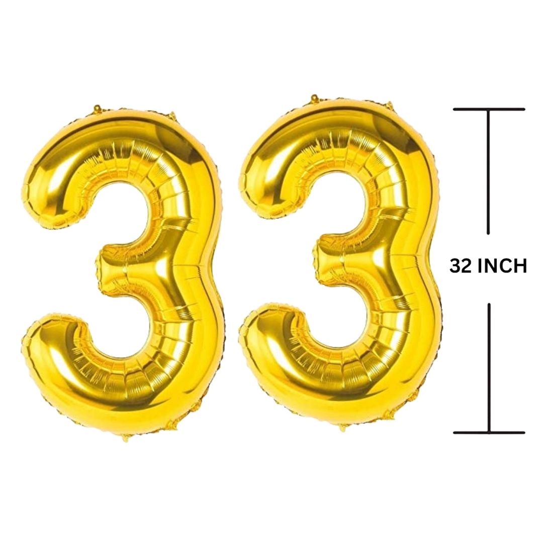 32 Inches GOLD Number Balloon Air or Helium Compactable Balloon for Party Decoration, Birthday, Anniversary