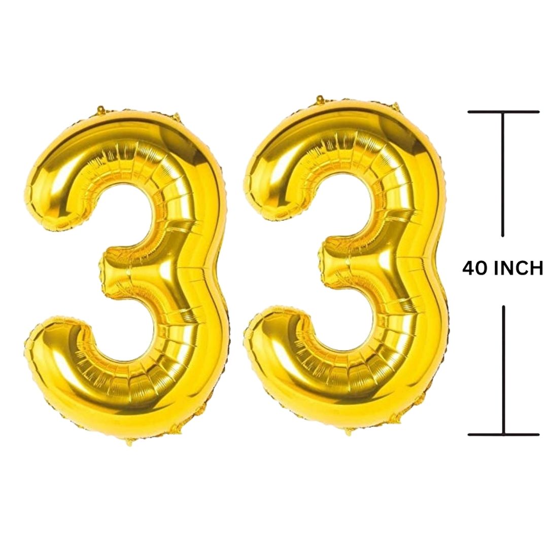 40 Inches GOLD Number Balloon Air or Helium Compactable Balloon for Party Decoration, Birthday, Anniversary