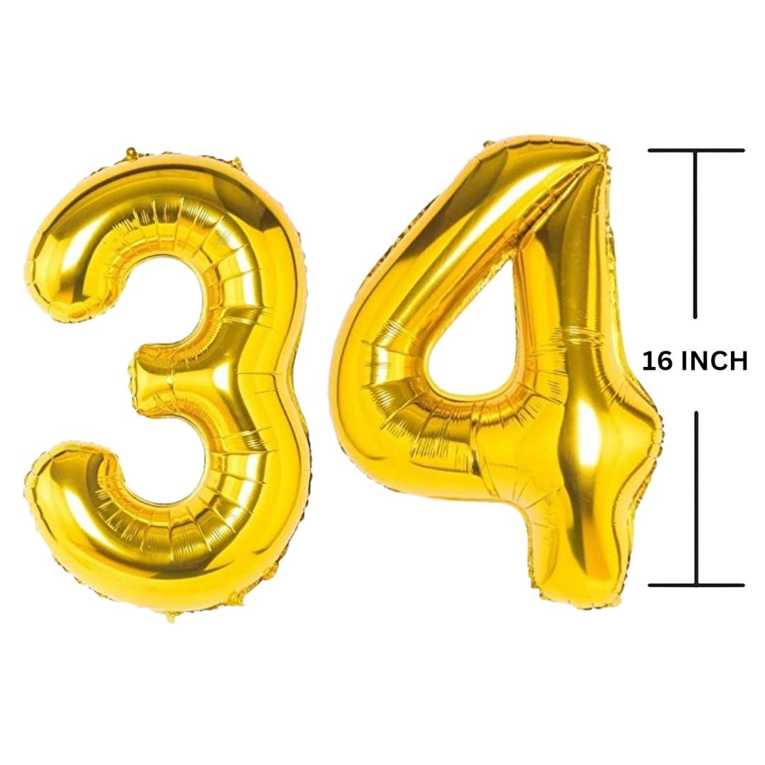 16 Inches GOLD Number Balloon Air or Helium Compactable Balloon for Party Decoration, Birthday, Anniversary