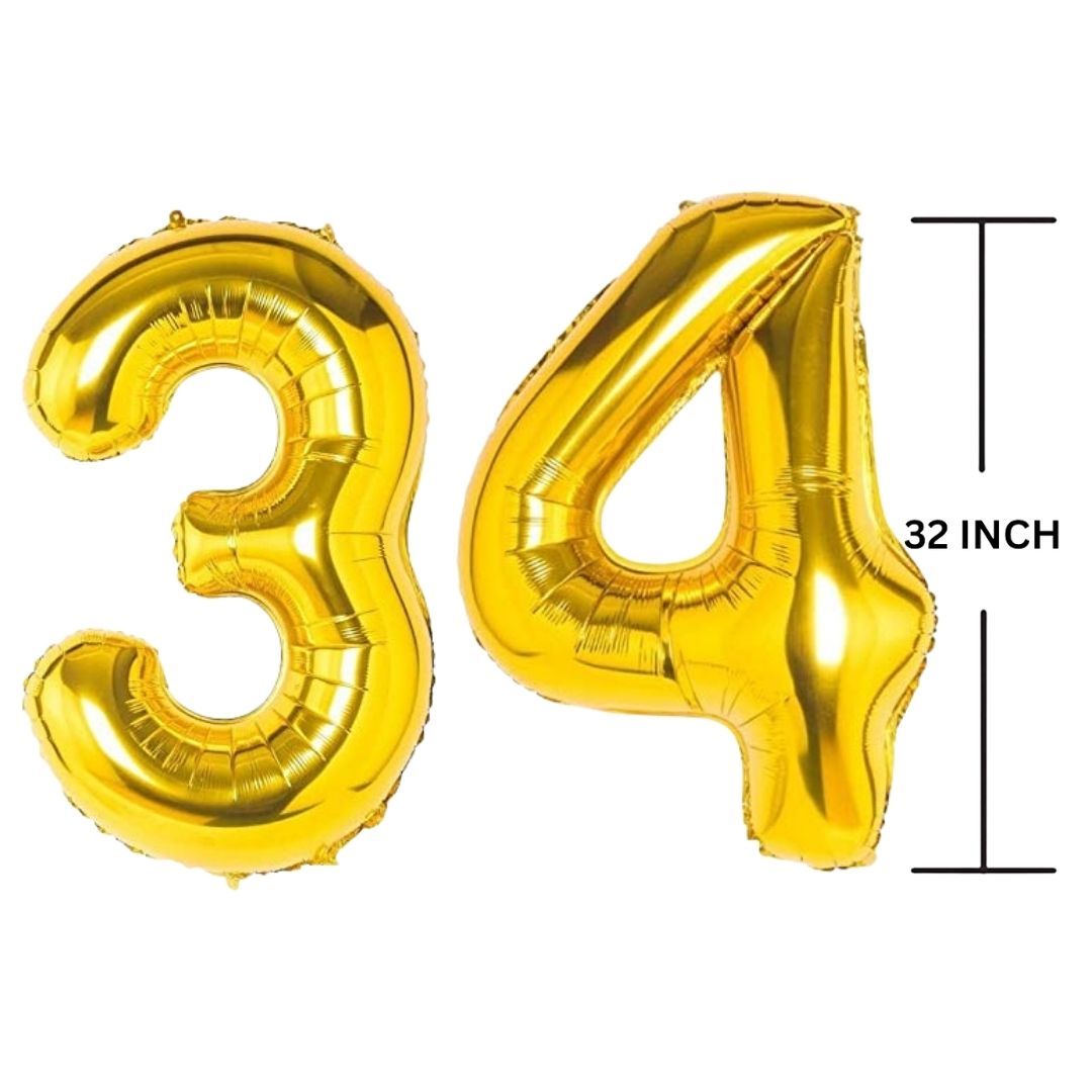 32 Inches GOLD Number Balloon Air or Helium Compactable Balloon for Party Decoration, Birthday, Anniversary