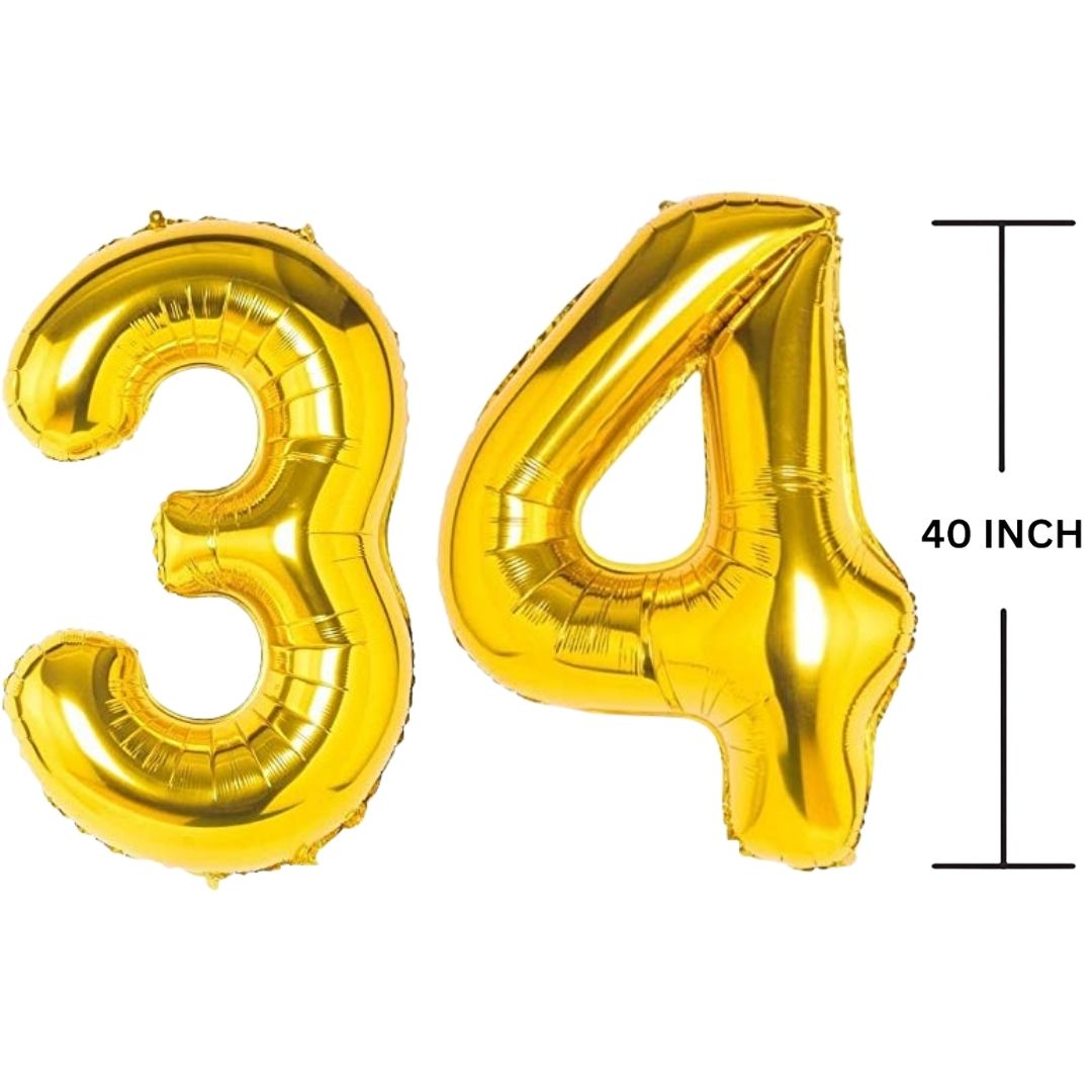 40 Inches GOLD Number Balloon Air or Helium Compactable Balloon for Party Decoration, Birthday, Anniversary