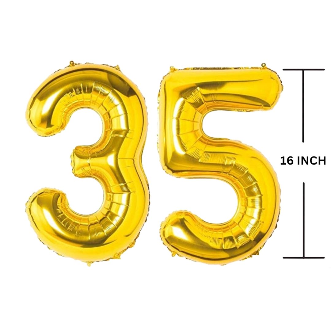 16 Inches GOLD Number Balloon Air or Helium Compactable Balloon for Party Decoration, Birthday, Anniversary