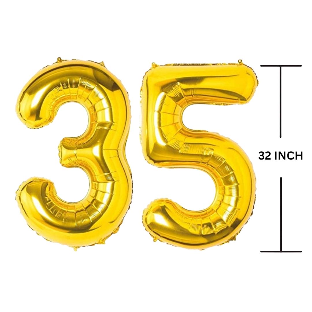 32 Inches GOLD Number Balloon Air or Helium Compactable Balloon for Party Decoration, Birthday, Anniversary