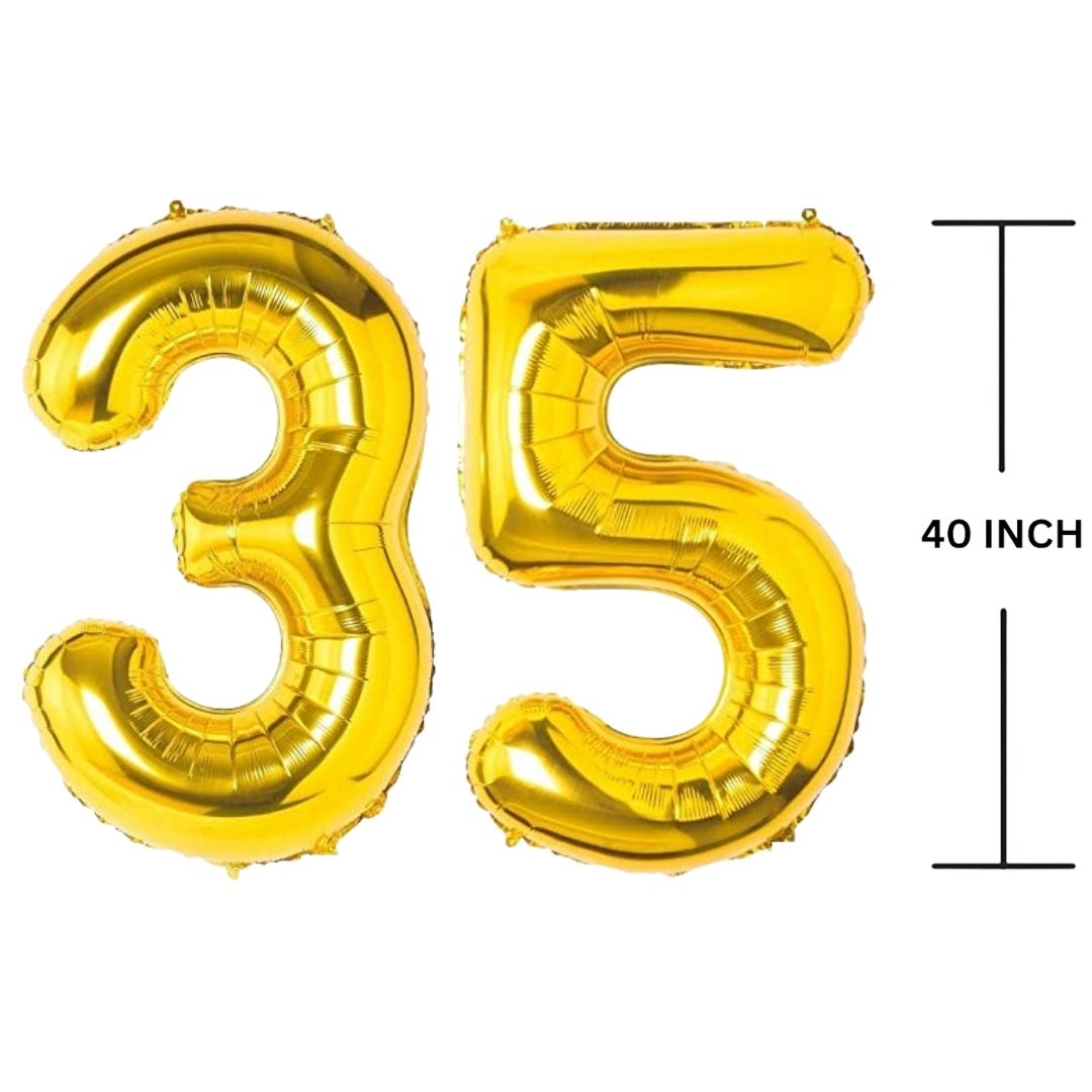 40 Inches GOLD Number Balloon Air or Helium Compactable Balloon for Party Decoration, Birthday, Anniversary