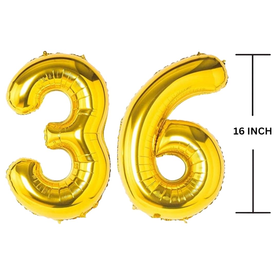 16 Inches GOLD Number Balloon Air or Helium Compactable Balloon for Party Decoration, Birthday, Anniversary