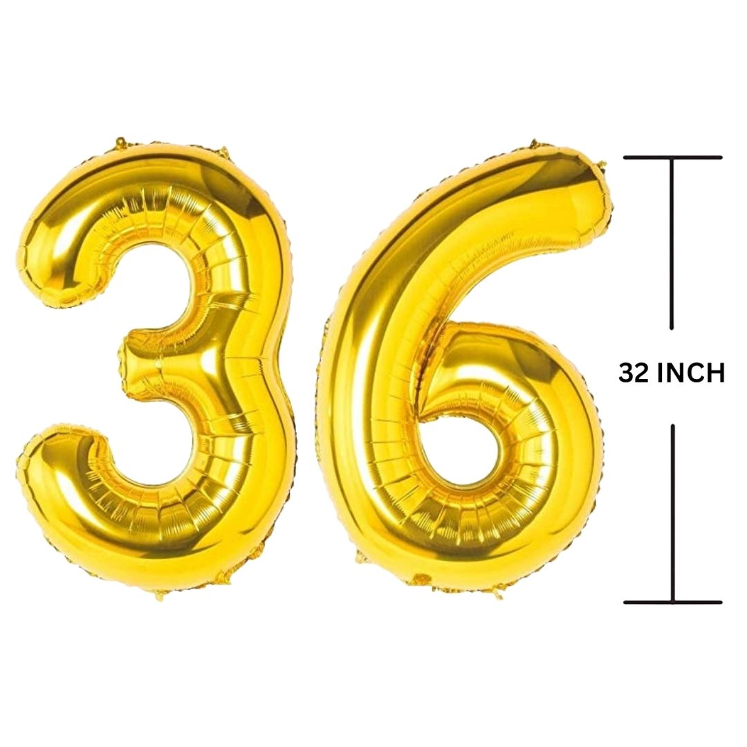 32 Inches GOLD Number Balloon Air or Helium Compactable Balloon for Party Decoration, Birthday, Anniversary