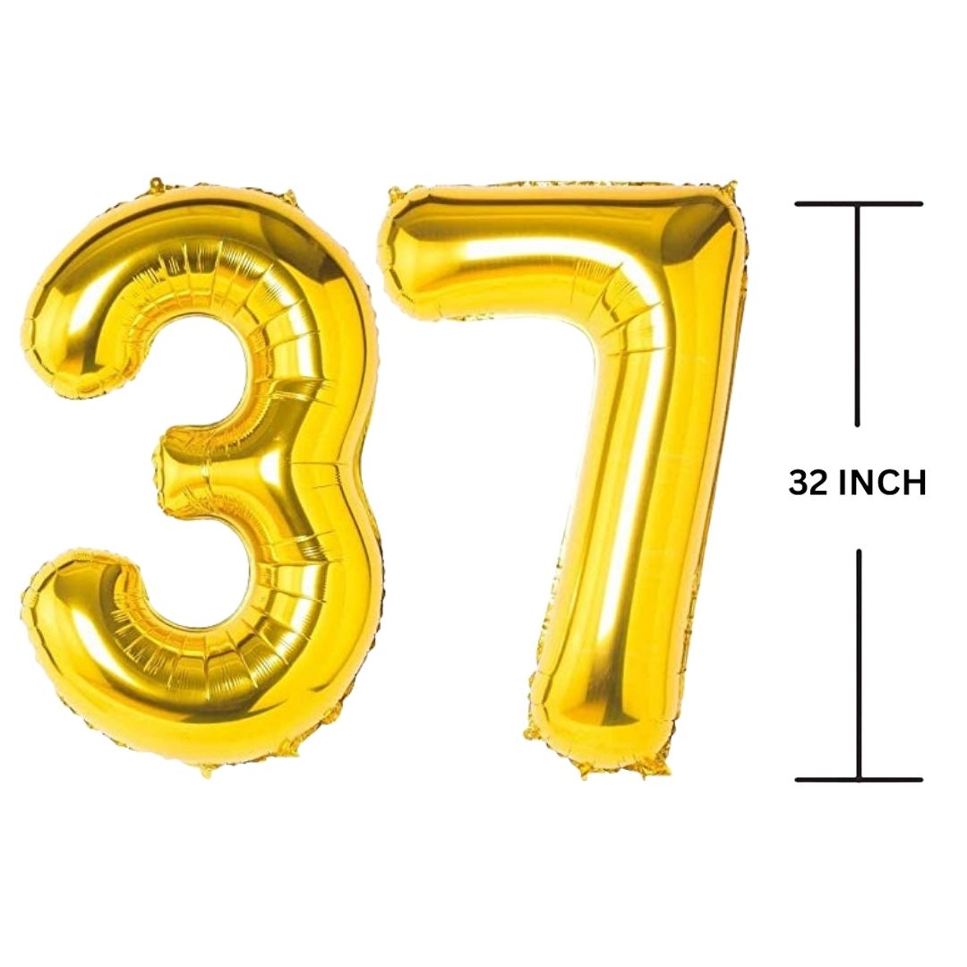 32 Inches GOLD Number Balloon Air or Helium Compactable Balloon for Party Decoration, Birthday, Anniversary