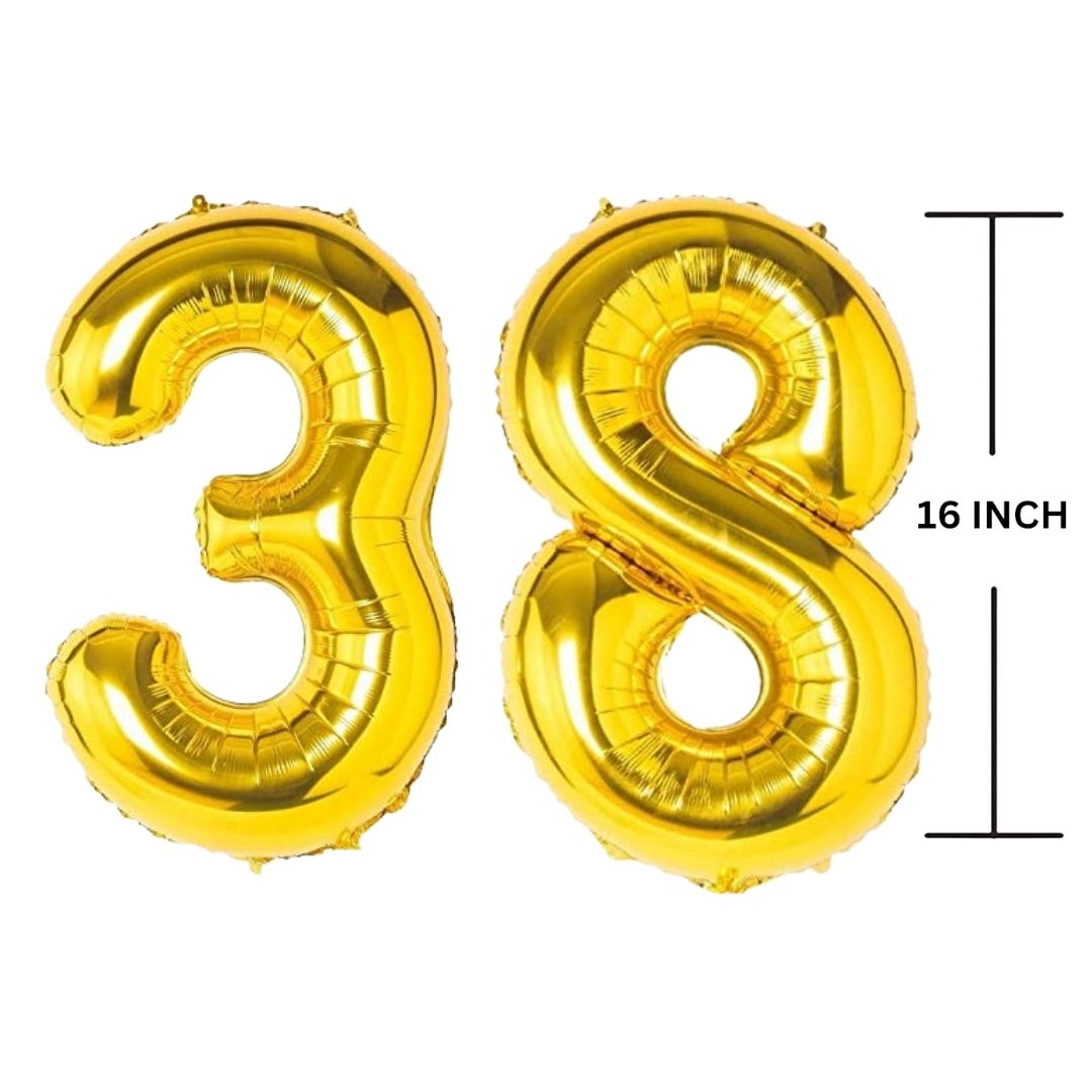 16 Inches GOLD Number Balloon Air or Helium Compactable Balloon for Party Decoration, Birthday, Anniversary