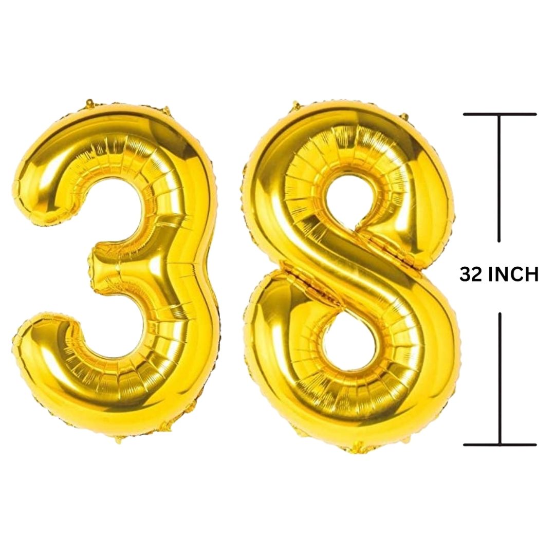 32 Inches GOLD Number Balloon Air or Helium Compactable Balloon for Party Decoration, Birthday, Anniversary