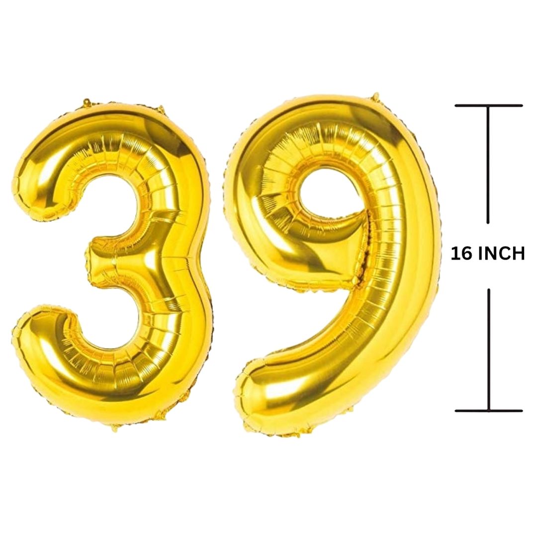 16 Inches GOLD Number Balloon Air or Helium Compactable Balloon for Party Decoration, Birthday, Anniversary