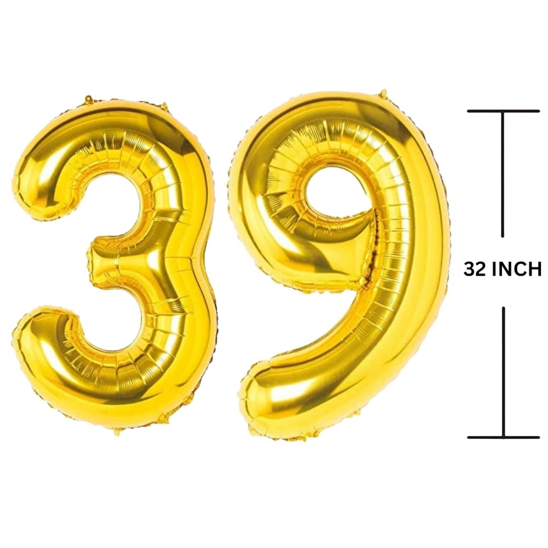 32 Inches GOLD Number Balloon Air or Helium Compactable Balloon for Party Decoration, Birthday, Anniversary