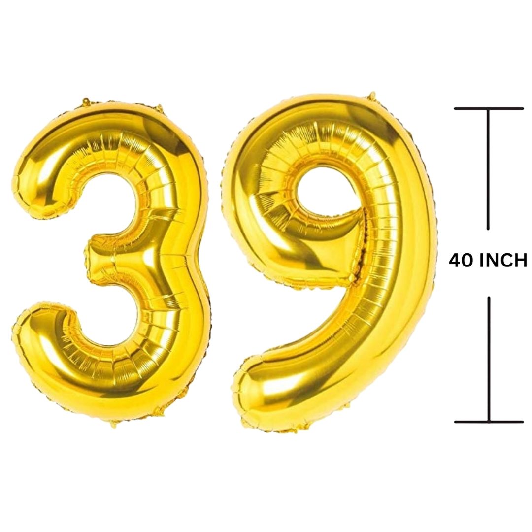 40 Inches GOLD Number Balloon Air or Helium Compactable Balloon for Party Decoration, Birthday, Anniversary