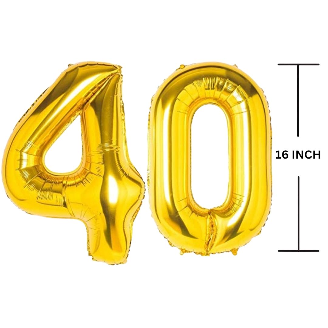 16 Inches GOLD Number Balloon Air or Helium Compactable Balloon for Party Decoration, Birthday, Anniversary