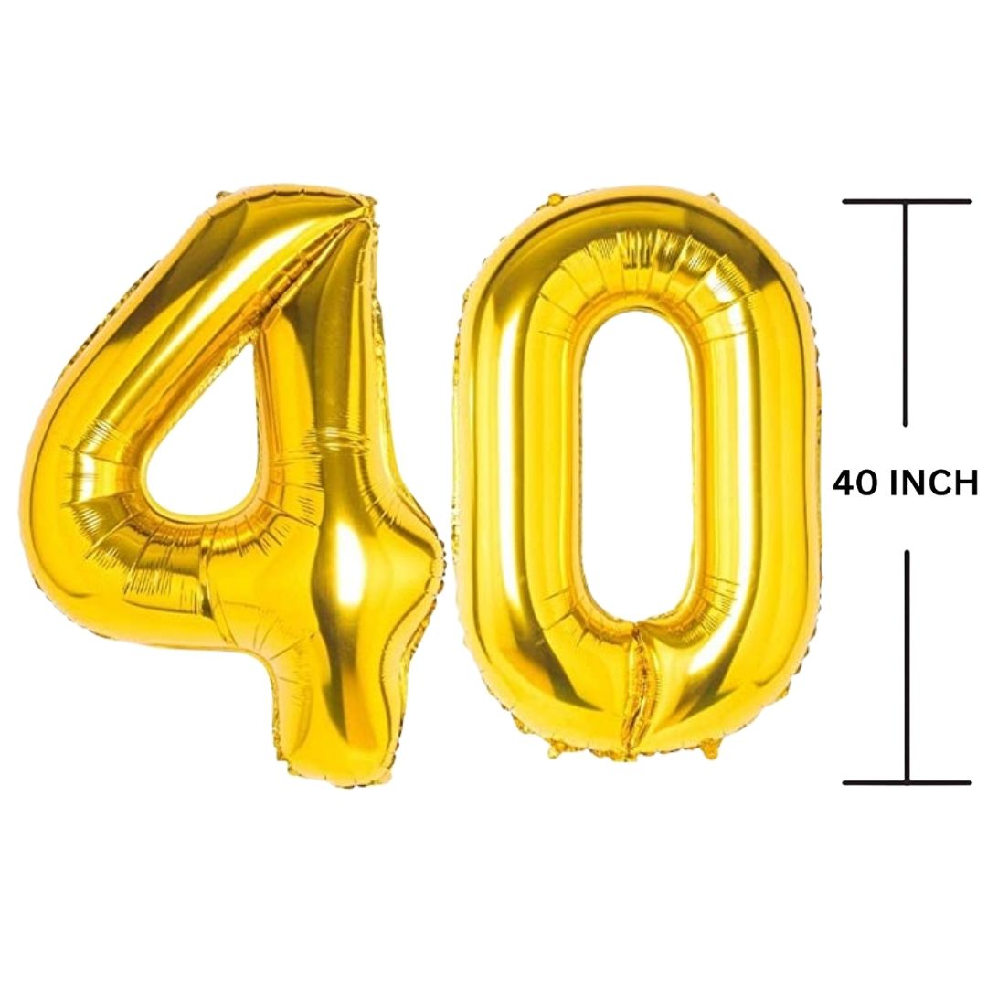 40 Inches GOLD Number Balloon Air or Helium Compactable Balloon for Party Decoration, Birthday, Anniversary