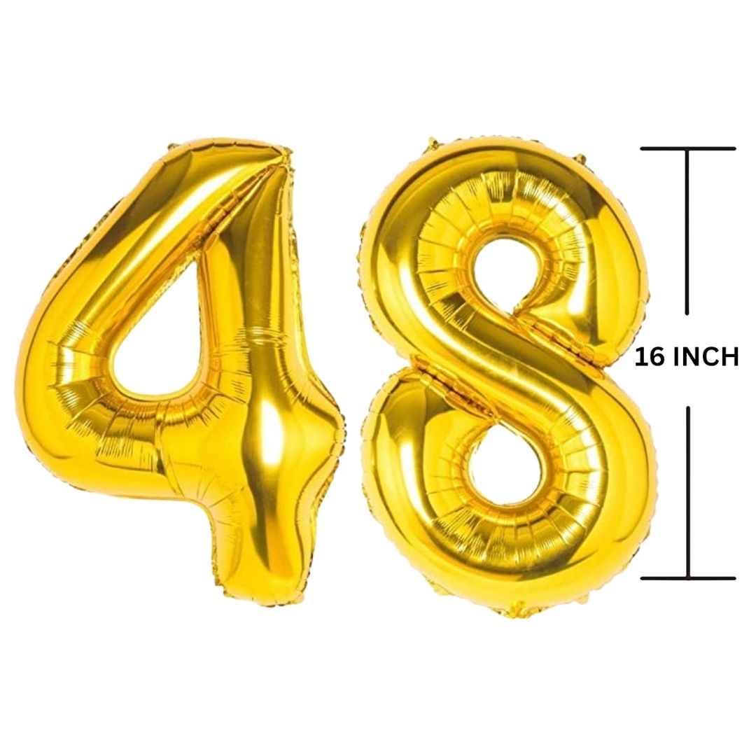 16 Inches GOLD Number Balloon Air or Helium Compactable Balloon for Party Decoration, Birthday, Anniversary