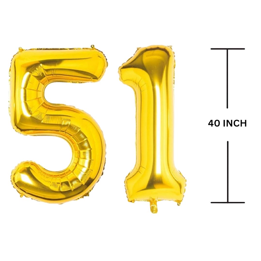 40 Inches GOLD Number Balloon Air or Helium Compactable Balloon for Party Decoration, Birthday, Anniversary