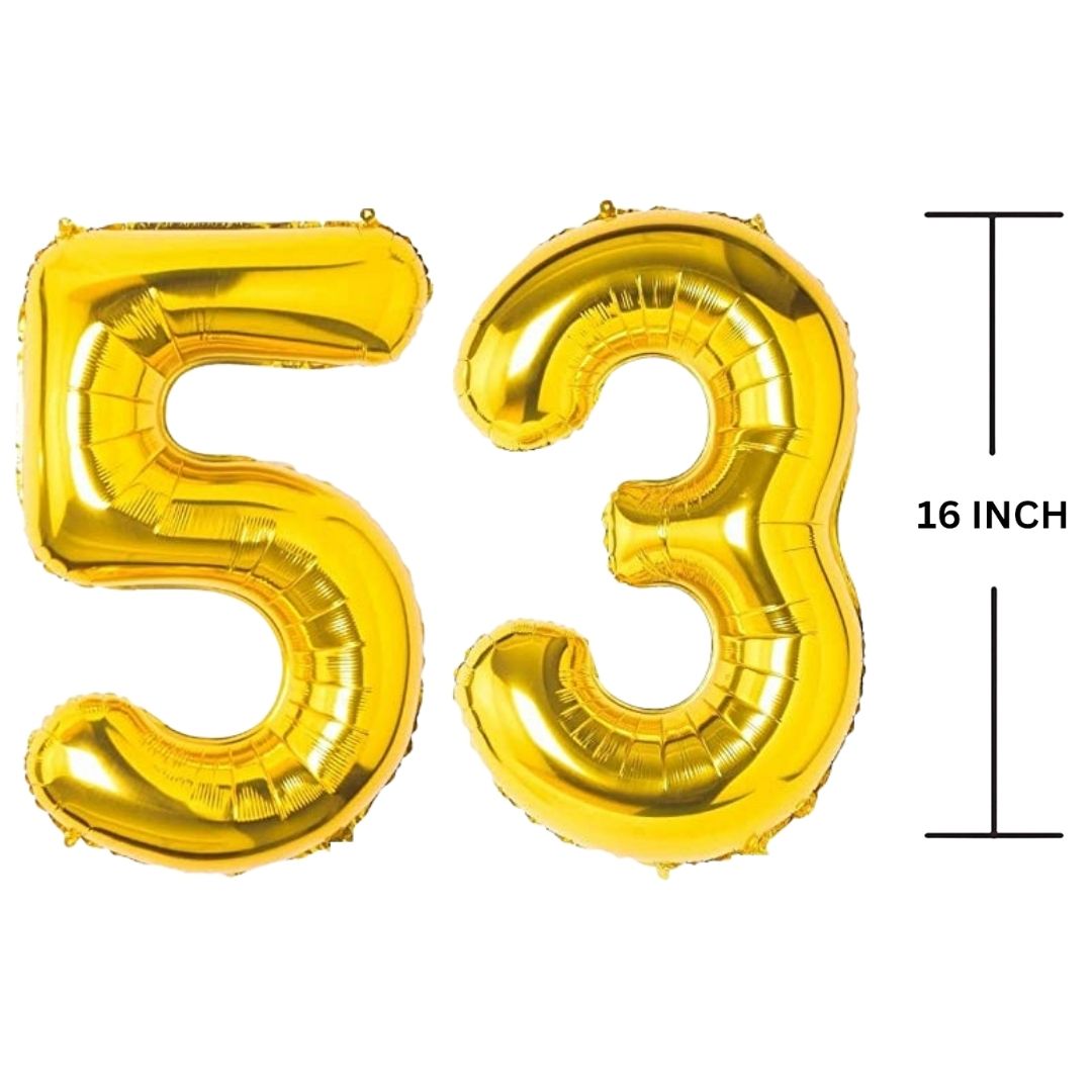 16 Inches GOLD Number Balloon Air or Helium Compactable Balloon for Party Decoration, Birthday, Anniversary