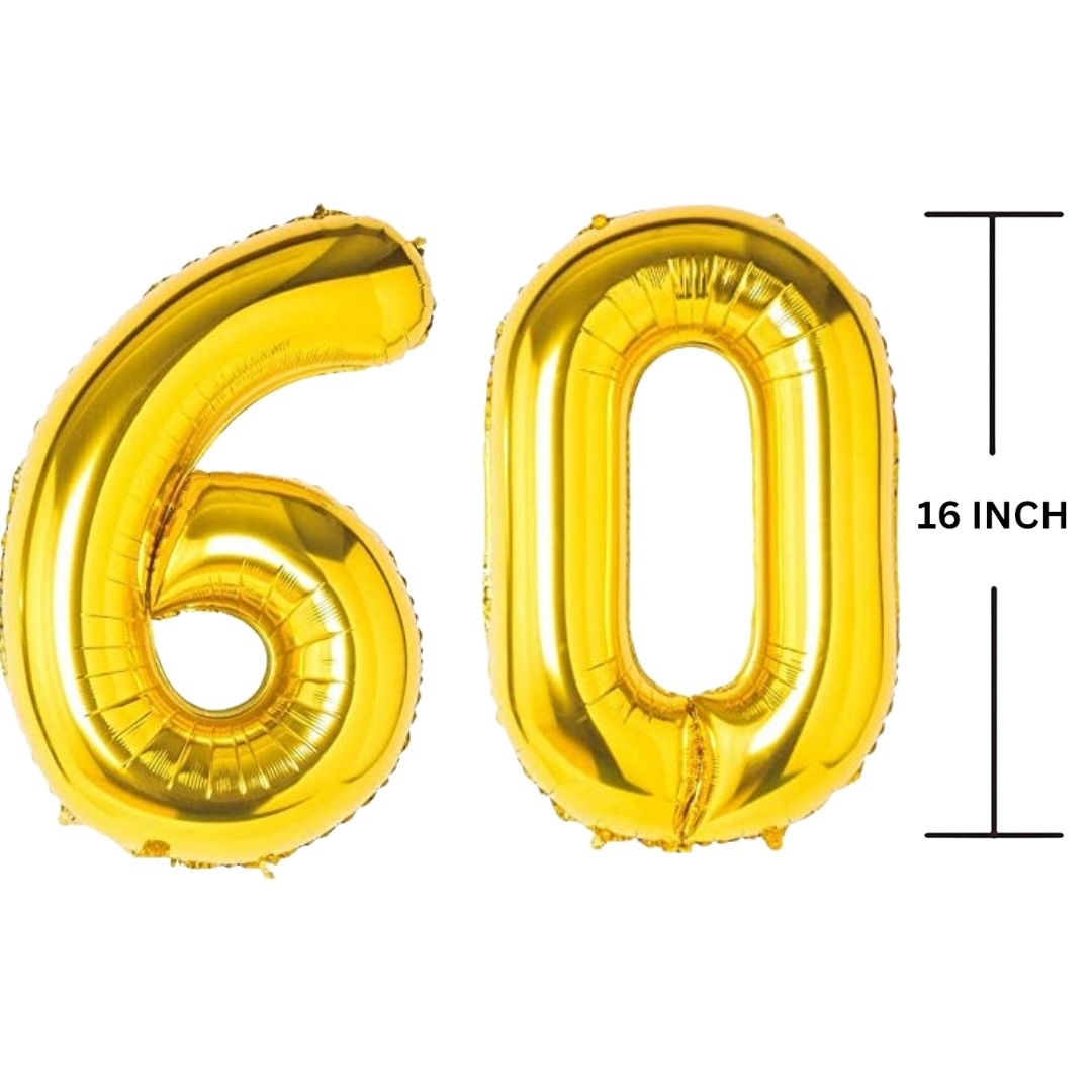 16 Inches GOLD Number Balloon Air or Helium Compactable Balloon for Party Decoration, Birthday, Anniversary