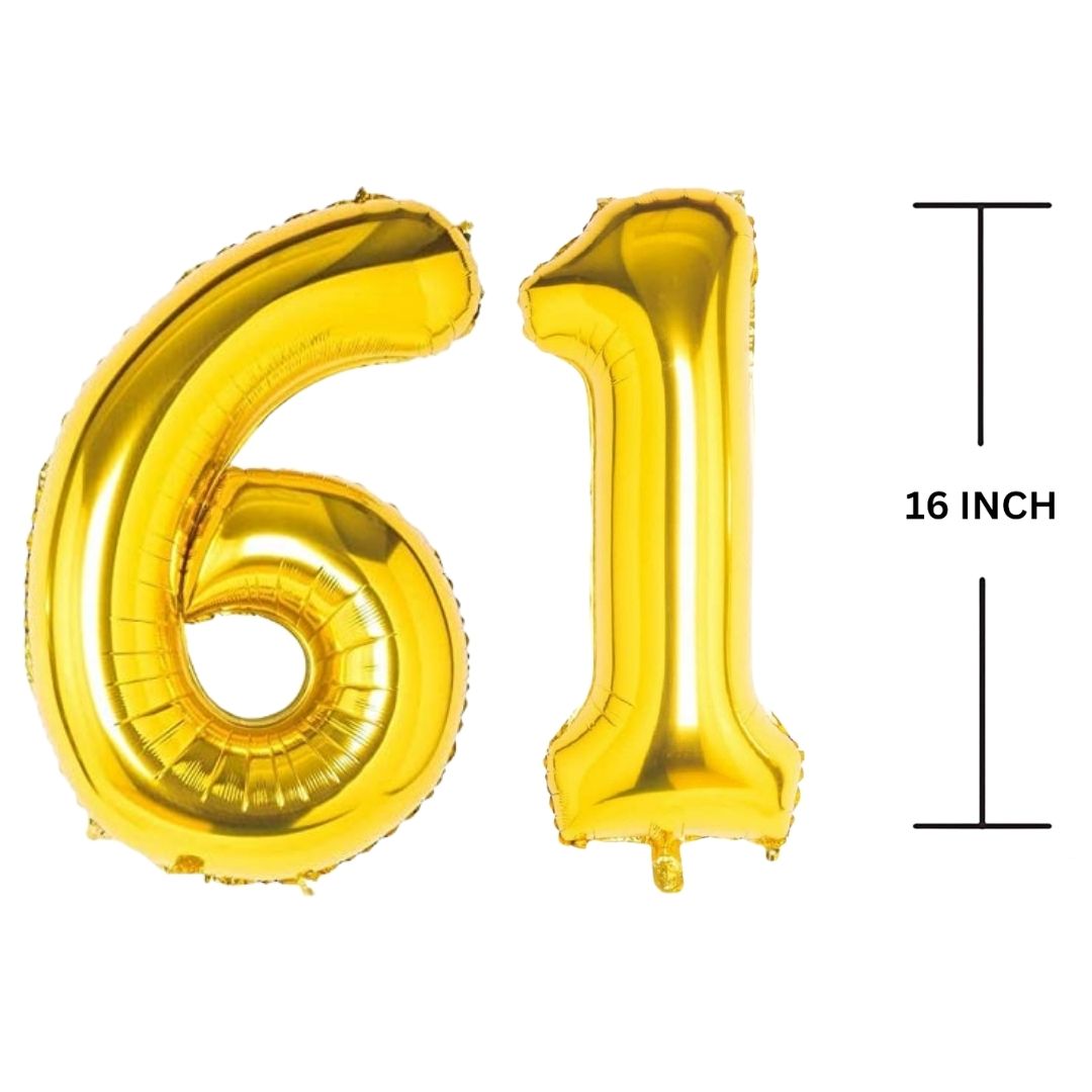 16 Inches GOLD Number Balloon Air or Helium Compactable Balloon for Party Decoration, Birthday, Anniversary