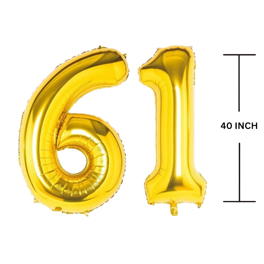 40 Inches GOLD Number Balloon Air or Helium Compactable Balloon for Party Decoration, Birthday, Anniversary