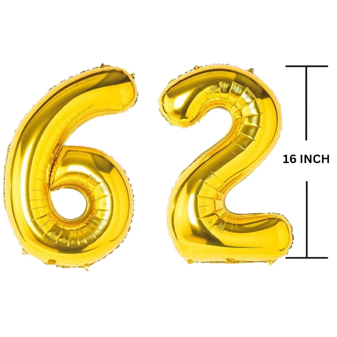 16 Inches GOLD Number Balloon Air or Helium Compactable Balloon for Party Decoration, Birthday, Anniversary