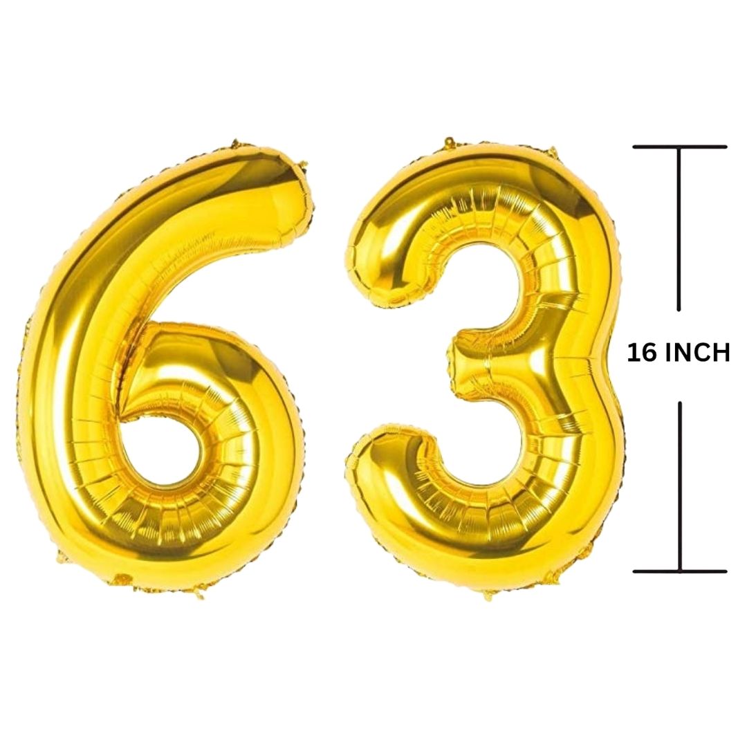 16 Inches GOLD Number Balloon Air or Helium Compactable Balloon for Party Decoration, Birthday, Anniversary