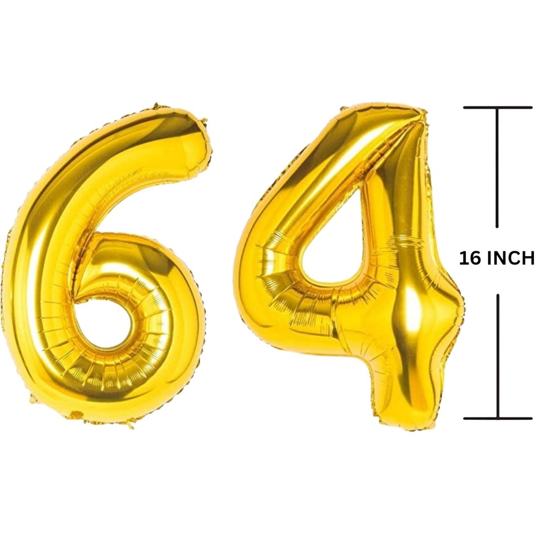 16 Inches GOLD Number Balloon Air or Helium Compactable Balloon for Party Decoration, Birthday, Anniversary