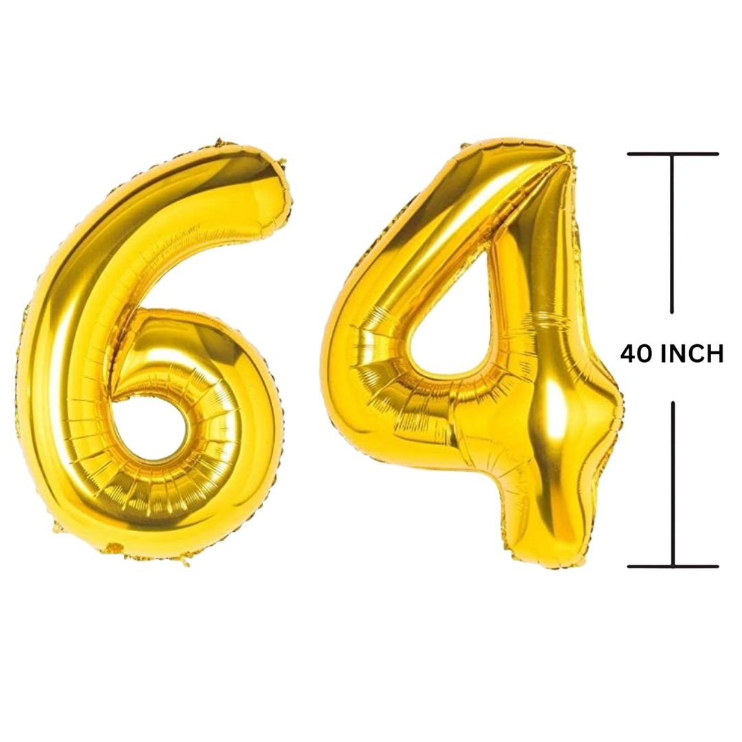 40 Inches GOLD Number Balloon Air or Helium Compactable Balloon for Party Decoration, Birthday, Anniversary