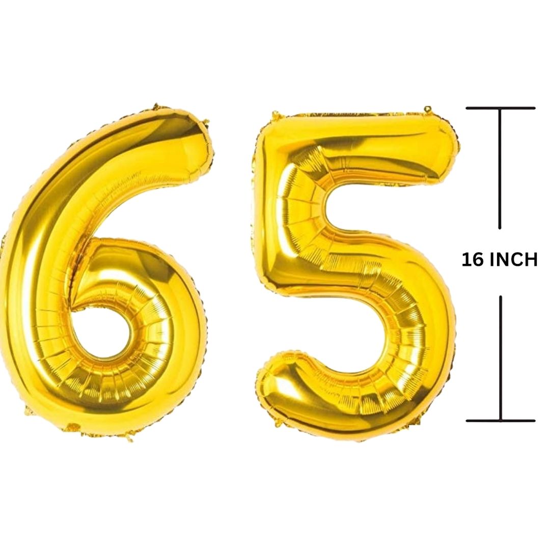 16 Inches GOLD Number Balloon Air or Helium Compactable Balloon for Party Decoration, Birthday, Anniversary