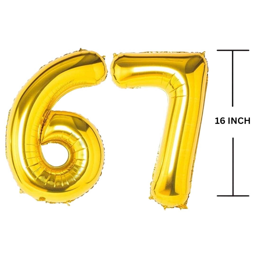 16 Inches GOLD Number Balloon Air or Helium Compactable Balloon for Party Decoration, Birthday, Anniversary