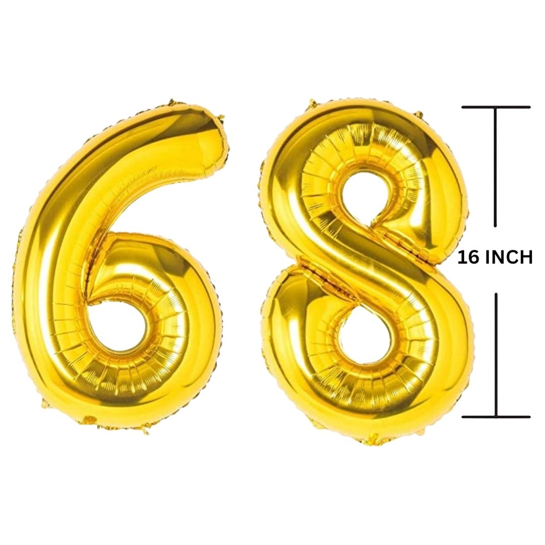 16 Inches GOLD Number Balloon Air or Helium Compactable Balloon for Party Decoration, Birthday, Anniversary