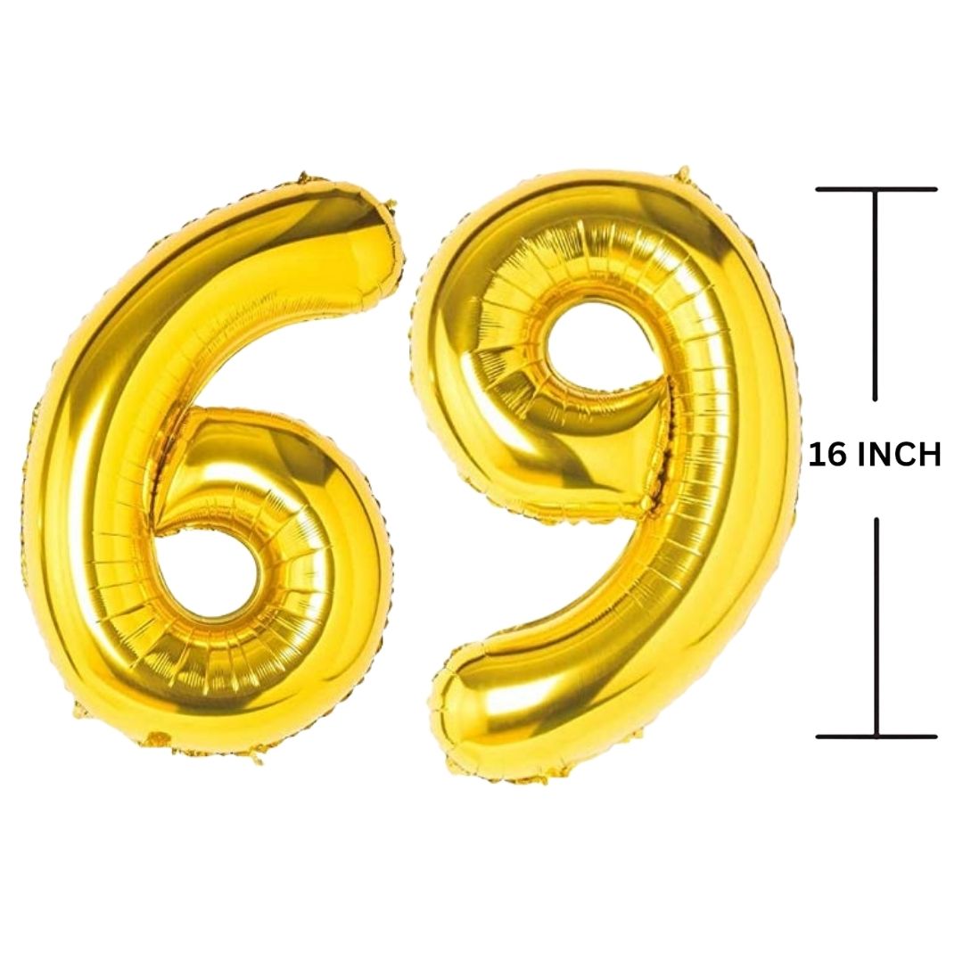 16 Inches GOLD Number Balloon Air or Helium Compactable Balloon for Party Decoration, Birthday, Anniversary