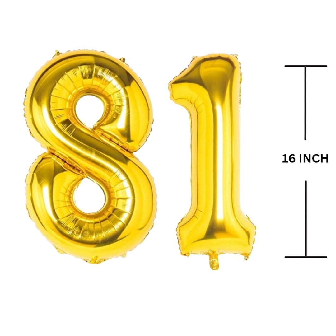 16 Inches GOLD Number Balloon Air or Helium Compactable Balloon for Party Decoration, Birthday, Anniversary