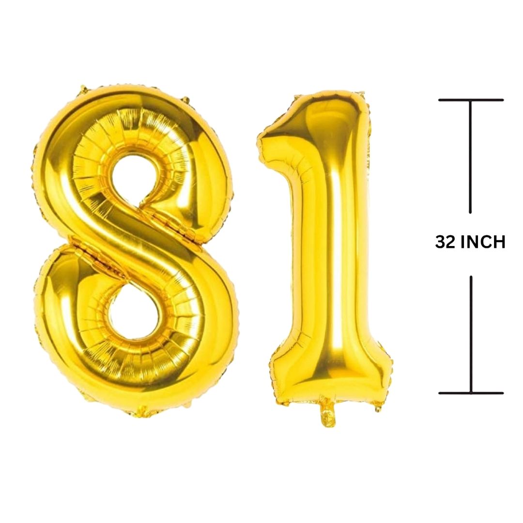 32 Inches GOLD Number Balloon Air or Helium Compactable Balloon for Party Decoration, Birthday, Anniversary