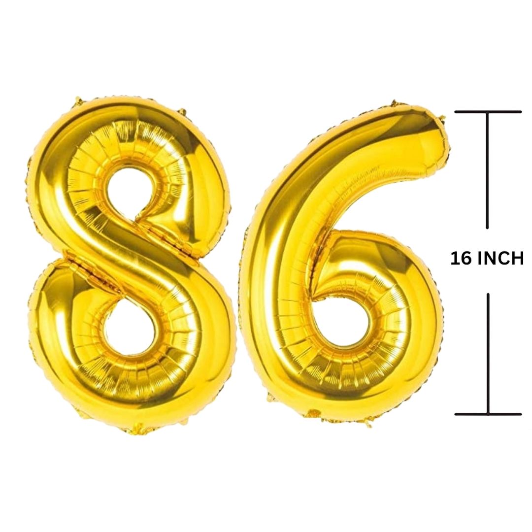 16 Inches GOLD Number Balloon Air or Helium Compactable Balloon for Party Decoration, Birthday, Anniversary