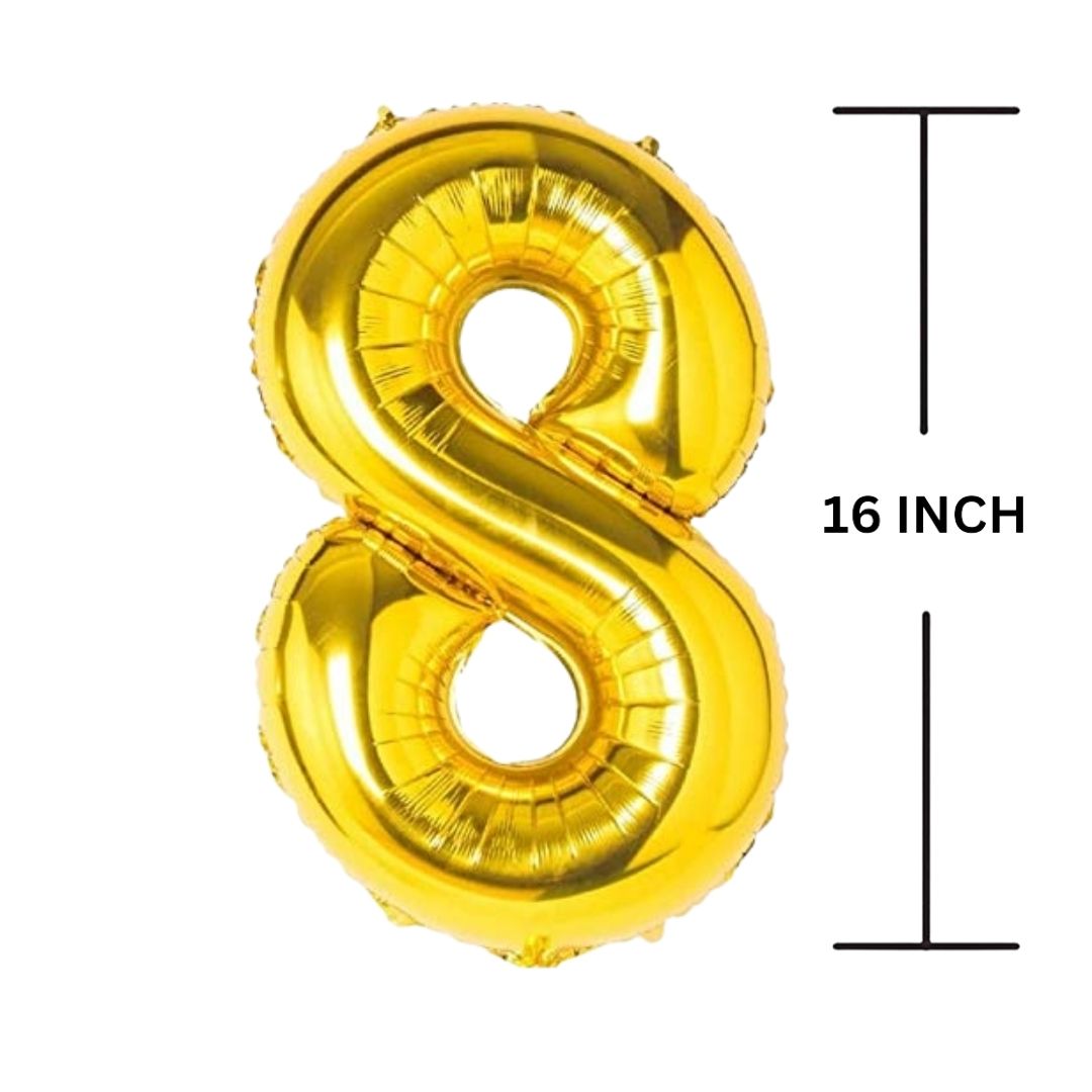 16 Inches GOLD Number Balloon Air or Helium Compactable Balloon for Party Decoration, Birthday, Anniversary