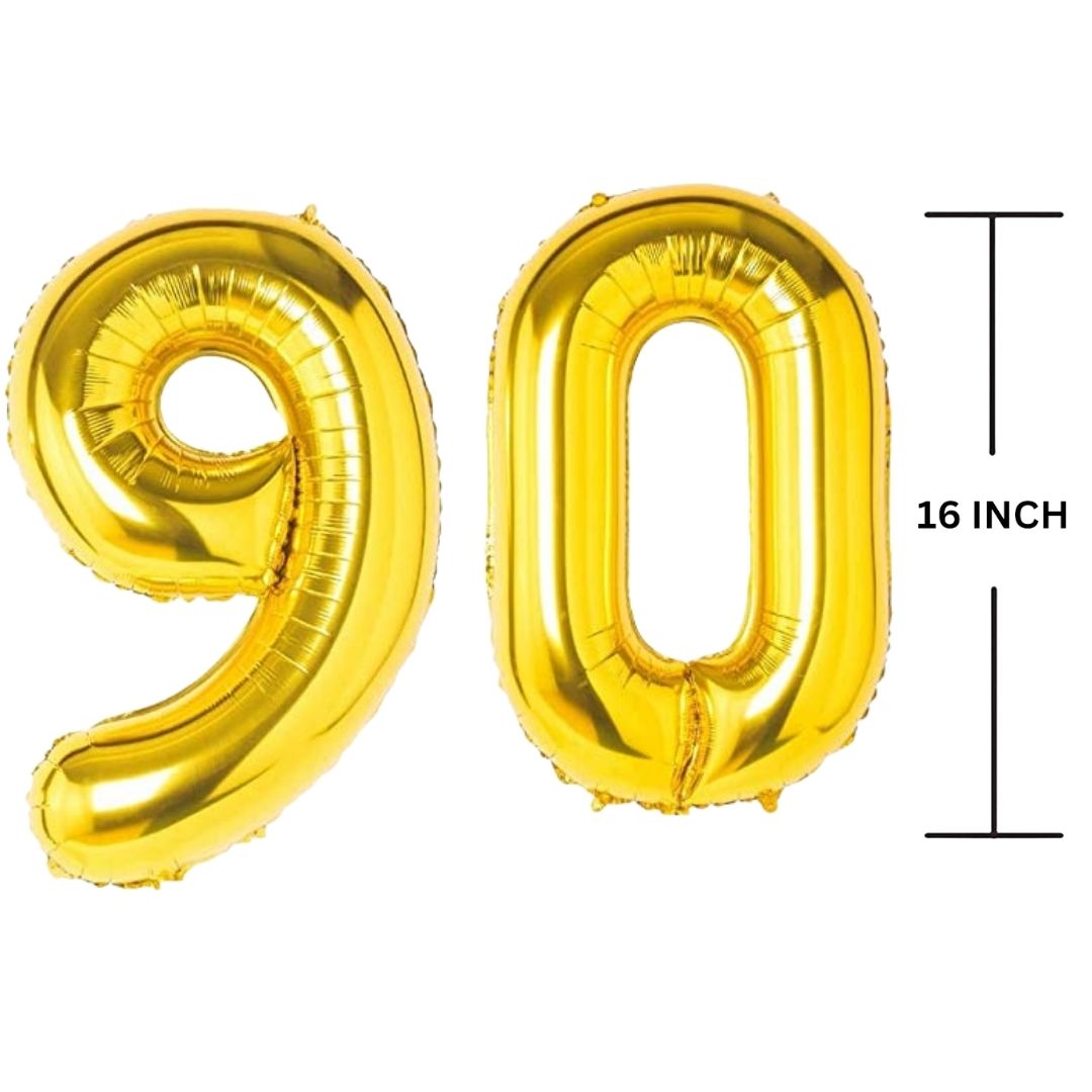 16 Inches GOLD Number Balloon Air or Helium Compactable Balloon for Party Decoration, Birthday, Anniversary