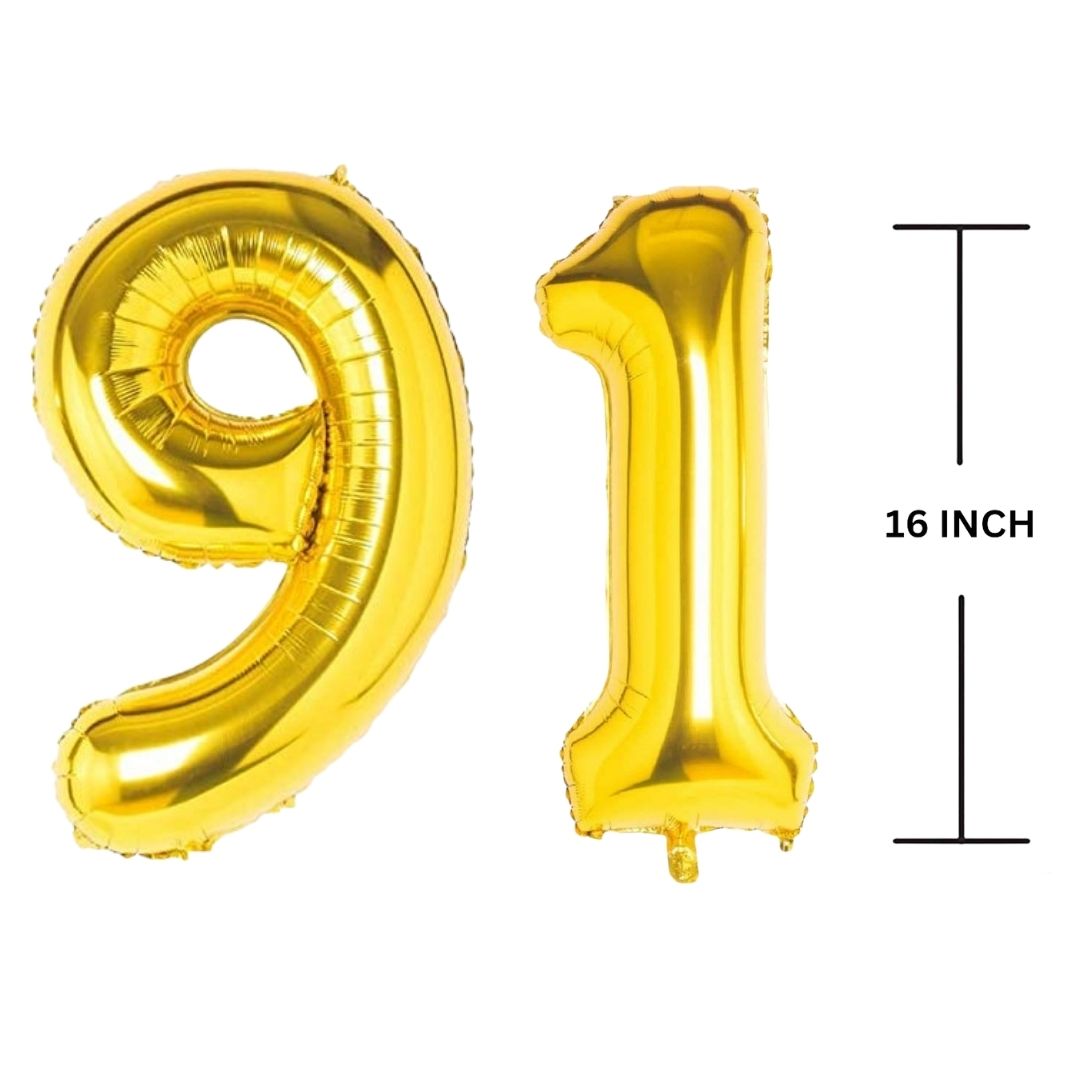 16 Inches GOLD Number Balloon Air or Helium Compactable Balloon for Party Decoration, Birthday, Anniversary