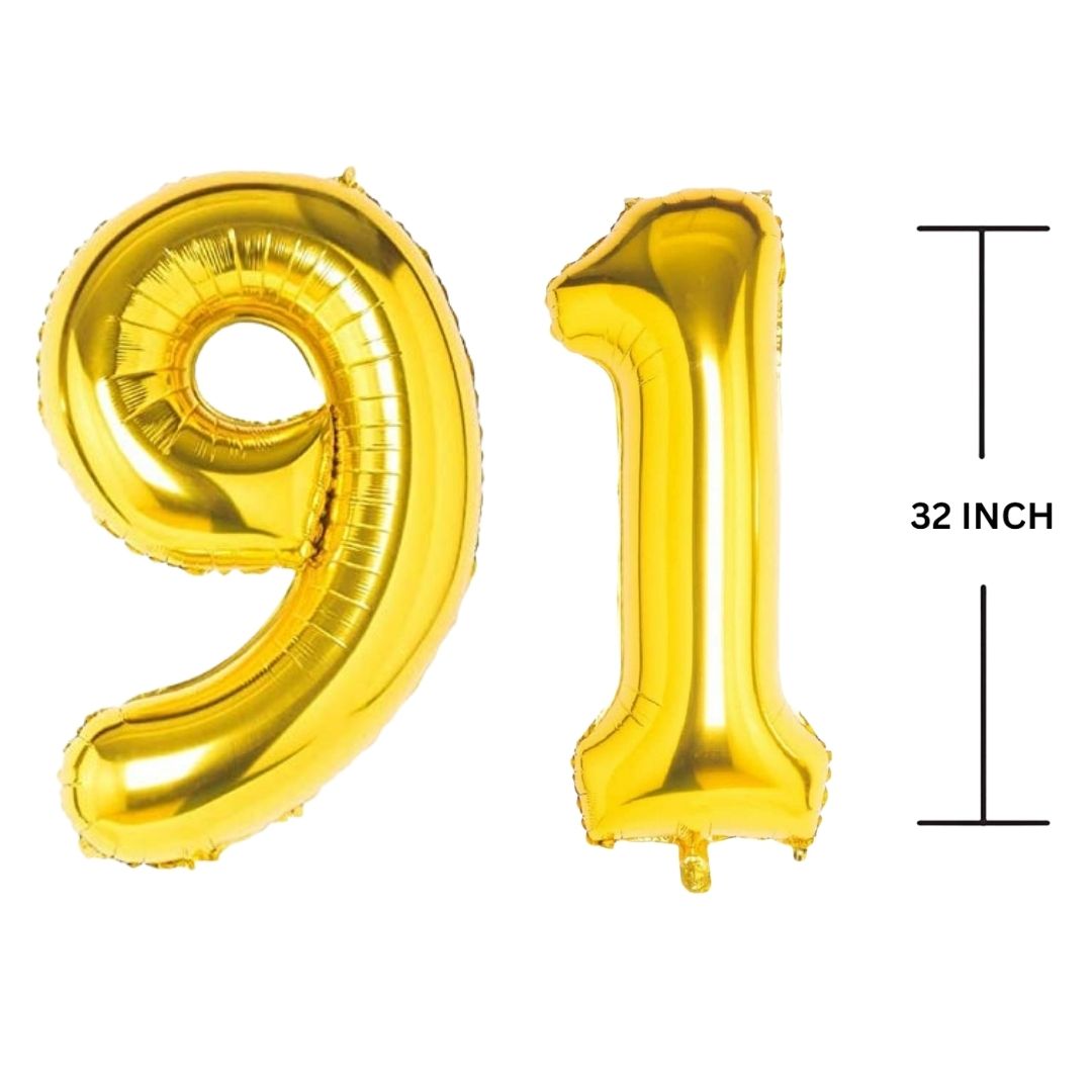 32 Inches GOLD Number Balloon Air or Helium Compactable Balloon for Party Decoration, Birthday, Anniversary