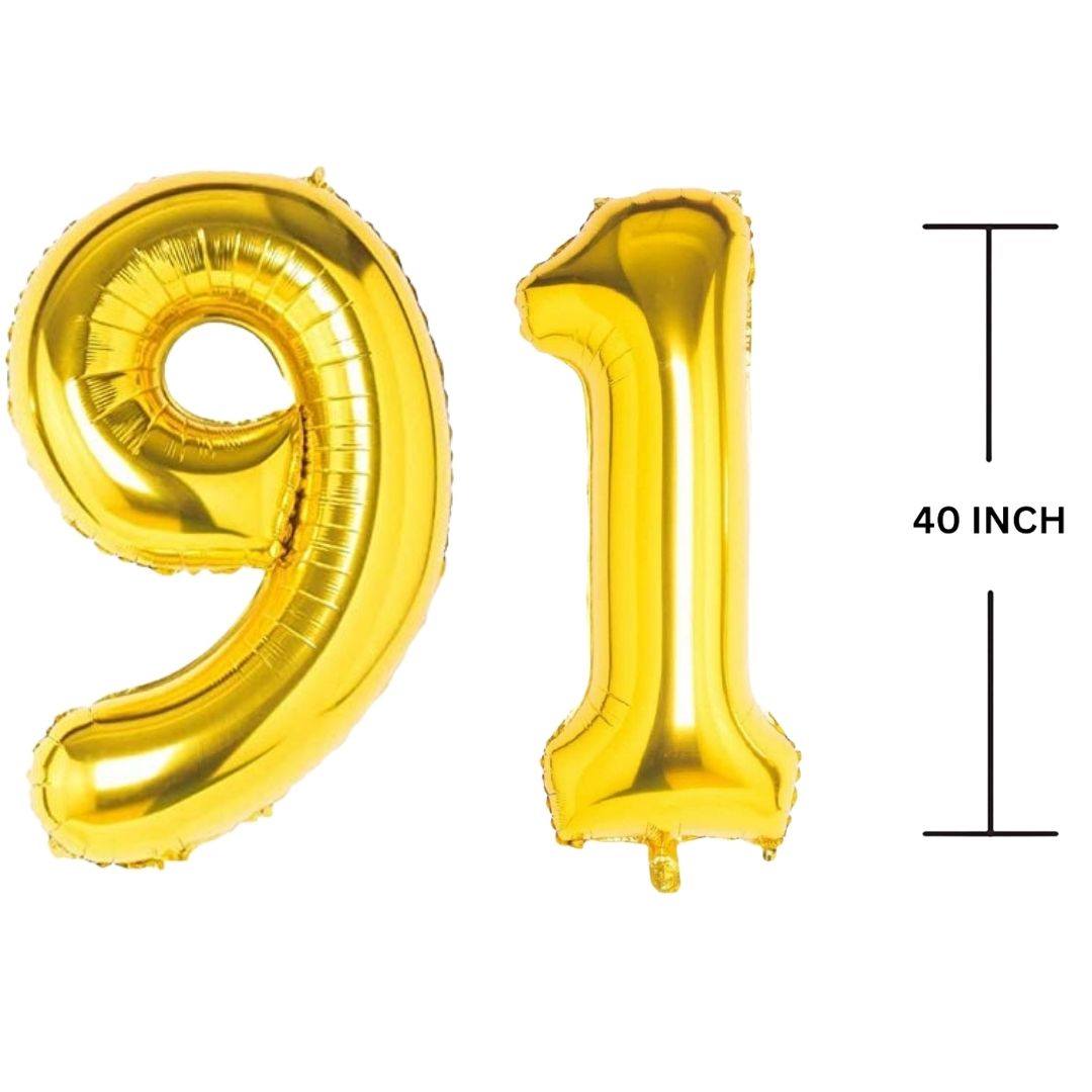 40 Inches GOLD Number Balloon Air or Helium Compactable Balloon for Party Decoration, Birthday, Anniversary