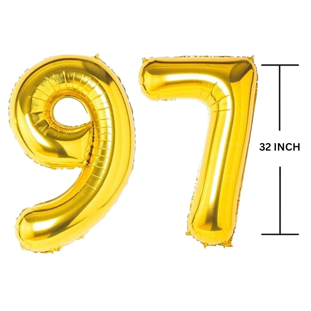 32 Inches GOLD Number Balloon Air or Helium Compactable Balloon for Party Decoration, Birthday, Anniversary